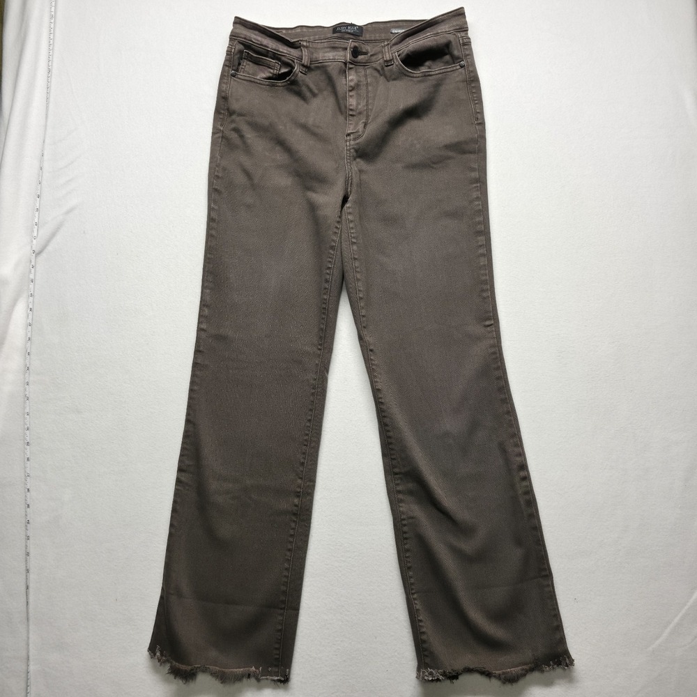 Judy Blue Women's Brown Straight Fit Boot Cut Raw Hem Jeans Size 15/32 (32X31)